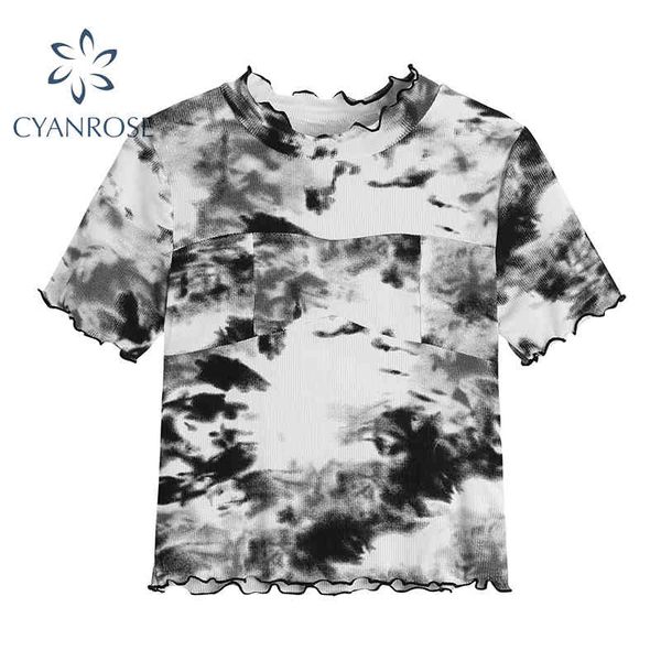tie dye t shirt women short sleeve retro crewneck ruffle bodycon tees female streetwear fashion harajuku summer skinny 210417, White
tie dye t shirt women short sleeve retro crewneck ruffle bodycon tees female streetwear fashion harajuku summer skinny 210417, White