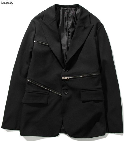 getspring women blazer single breasted long sleeve ladies black coat irregular zipper suit jacket 210601, White;black
getspring women blazer single breasted long sleeve ladies black coat irregular zipper suit jacket 210601, White;black