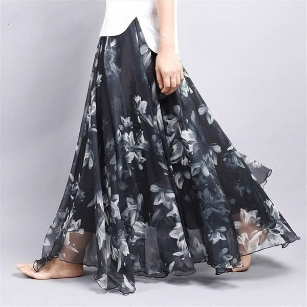 floral printed loose chiffon women skirts floor length long beach party ankle, Black
floral printed loose chiffon women skirts floor length long beach party ankle, Black