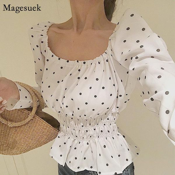 women's blouses & shirts slash neck blouse 2021 spring polka dot vinatge white shirt female casual women blusas 13322
women's blouses & shirts slash neck blouse 2021 spring polka dot vinatge white shirt female casual women blusas 13322