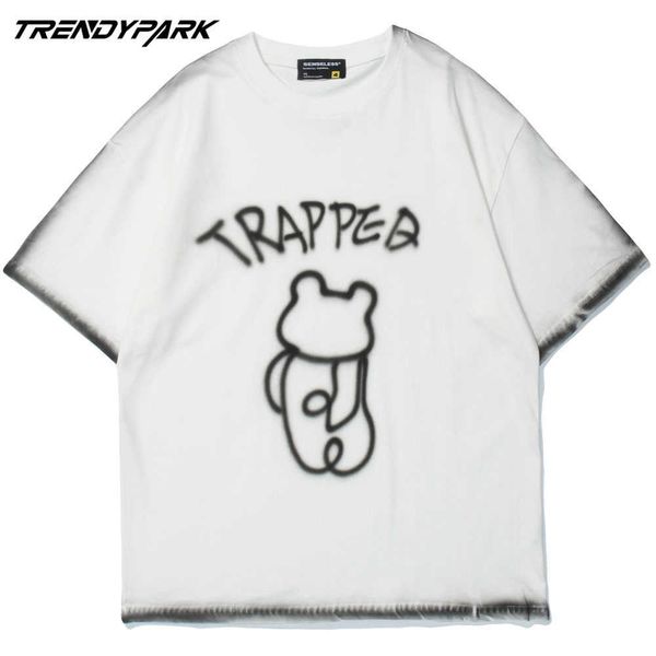 men's t-shirt summer short sleeve trapped bear printed hip hop oversized cotton casual harajuku streetwear tshirts 210601, White;black
men's t-shirt summer short sleeve trapped bear printed hip hop oversized cotton casual harajuku streetwear tshirts 210601, White;black