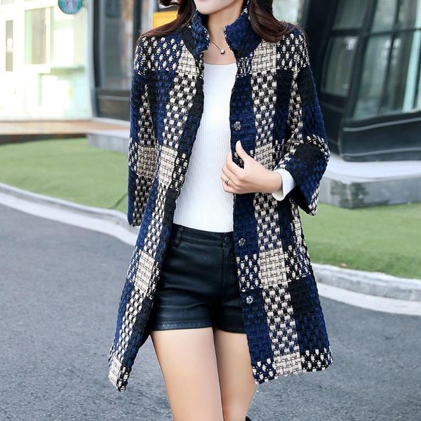 women's wool & blends fashion women winter autumn buttons plaid long warm jacket outwear coat w930, Black
women's wool & blends fashion women winter autumn buttons plaid long warm jacket outwear coat w930, Black