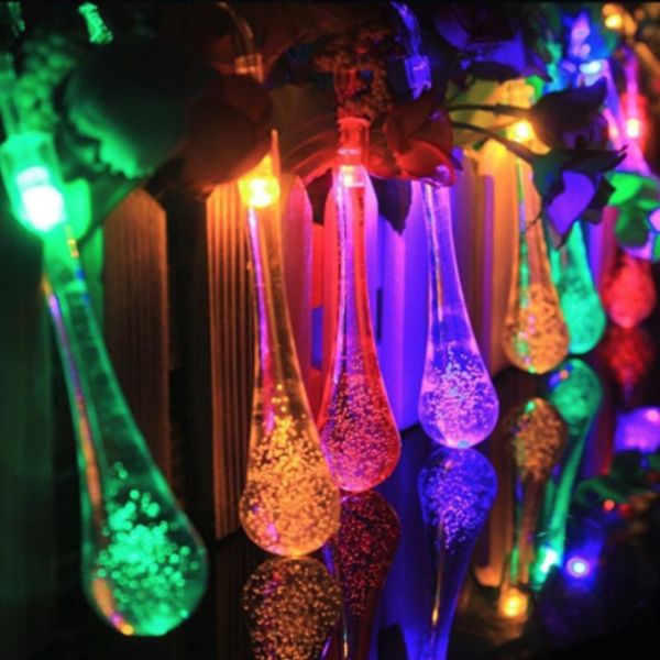 strings 30led solar string lights outdoor raindrop decoration christmas garden party