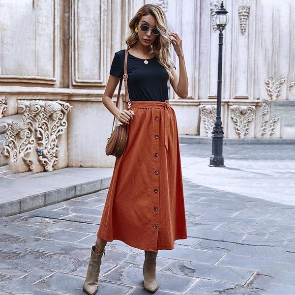 women's single-row button-down solid skirt autumn/winter 2021 a-word skirts, Black
women's single-row button-down solid skirt autumn/winter 2021 a-word skirts, Black