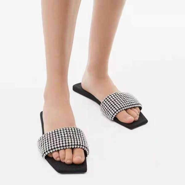 slippers 2021 summer fashion women's black bright decoration square head flat bottom rhinestone sandals female
slippers 2021 summer fashion women's black bright decoration square head flat bottom rhinestone sandals female