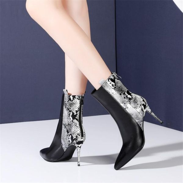 boots winter women ankle pointed toe thin heels all-match fashion high super (8cm-up) splicing snake pattern, Black
boots winter women ankle pointed toe thin heels all-match fashion high super (8cm-up) splicing snake pattern, Black