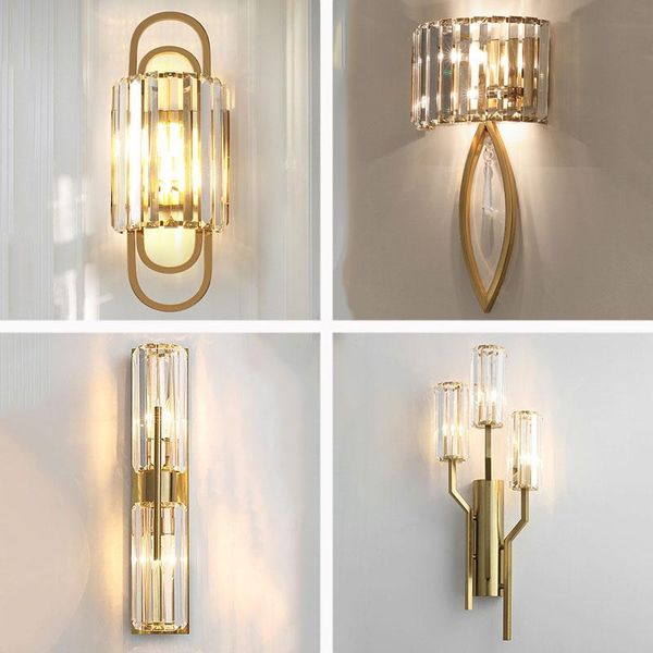 postmodern crystal luxury living room gold wall lamp simple bedroom background high-end led indoor lighting fixtures
postmodern crystal luxury living room gold wall lamp simple bedroom background high-end led indoor lighting fixtures