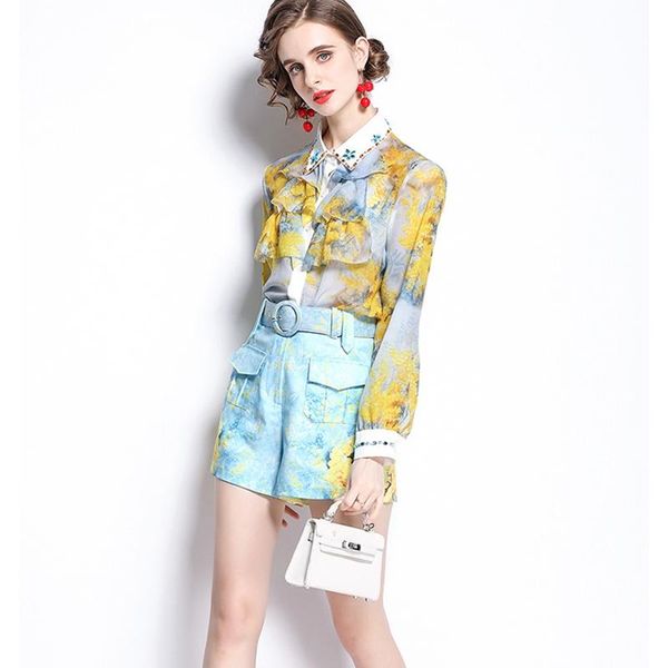summer fashion runway suits women's beading lapel ruffles and shorts vintage print two pieces set boho holiday suit tracksuits, Gray
summer fashion runway suits women's beading lapel ruffles and shorts vintage print two pieces set boho holiday suit tracksuits, Gray