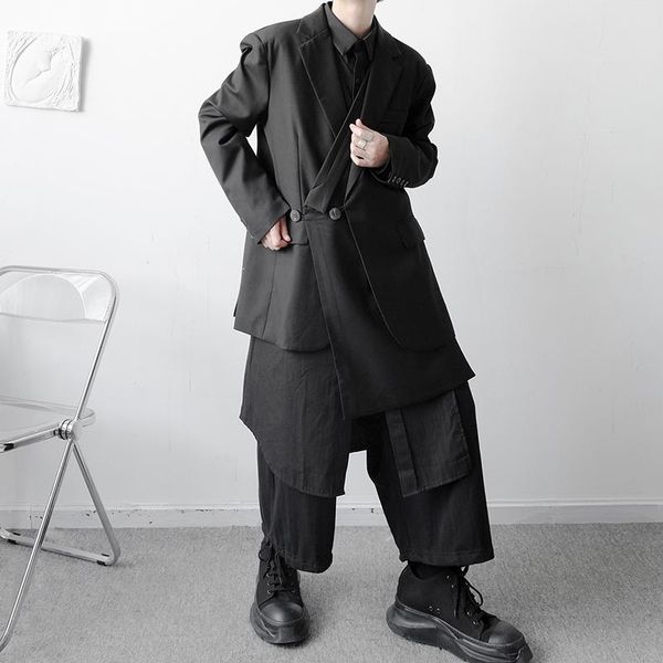 men's suits & blazers niche irregular design loose casual suit jacket harajuku streetwear fashion dark black party coat for man, White;black
men's suits & blazers niche irregular design loose casual suit jacket harajuku streetwear fashion dark black party coat for man, White;black