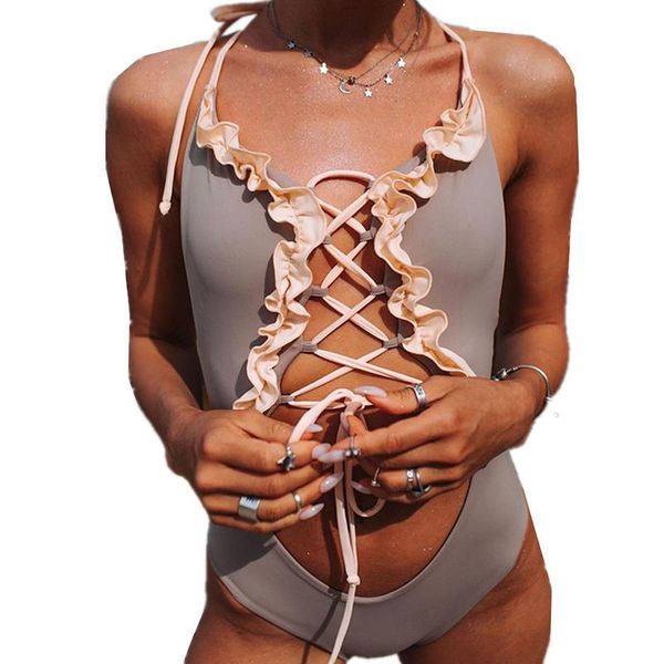 one-piece suits 2021 lace up women ruffled swimwear one piece swimsuit female high cut bathing suit backless cross bandeau halter monok
one-piece suits 2021 lace up women ruffled swimwear one piece swimsuit female high cut bathing suit backless cross bandeau halter monok