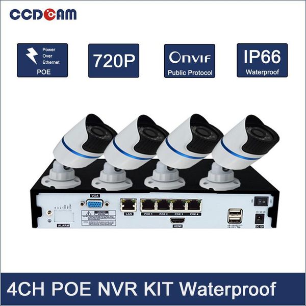 security system 4ch poe nvr kit with 720p ip camera cameras
