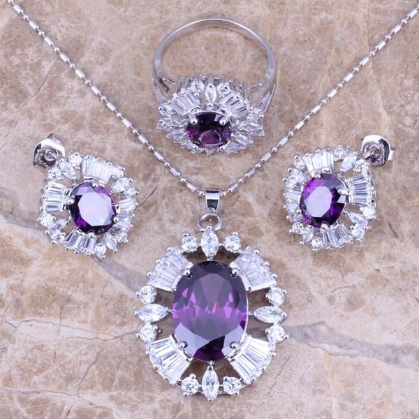 earrings & necklace purple cubic zirconia white cz silver plated jewelry sets pendant ring size 6 / 7 8 9 10 s0029
earrings & necklace purple cubic zirconia white cz silver plated jewelry sets pendant ring size 6 / 7 8 9 10 s0029