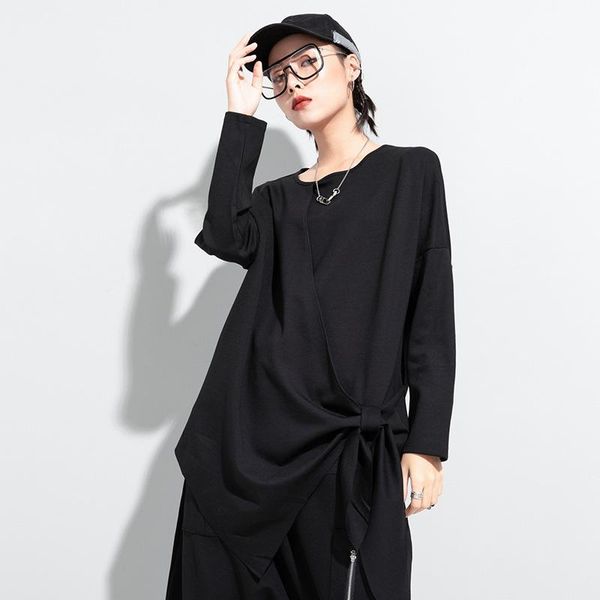 women's t-shirt dark black cotton bow loose long-sleeved tees harajuku hip hop fashion female, White
women's t-shirt dark black cotton bow loose long-sleeved tees harajuku hip hop fashion female, White