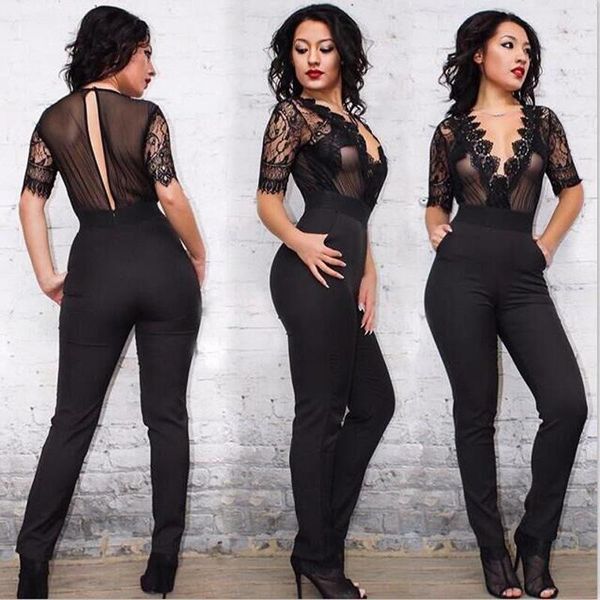 women's jumpsuits & rompers black hollow out perspective leisure summer tracksuit bodycone half sleeve pants one-piece, Black;white
women's jumpsuits & rompers black hollow out perspective leisure summer tracksuit bodycone half sleeve pants one-piece, Black;white