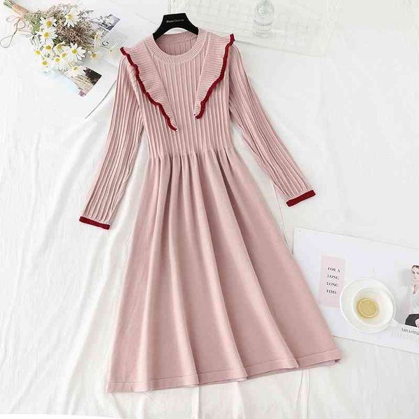 banulin autumn winter women ruffles knitting sweater dresses korean style elegant long sleeve sweet dress vestidos de mujer 210603, Black;gray
banulin autumn winter women ruffles knitting sweater dresses korean style elegant long sleeve sweet dress vestidos de mujer 210603, Black;gray