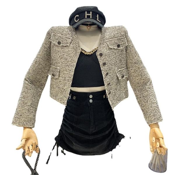 women's jackets fall women fashion chic short jacket v neck long sleeve elegant lady single breast coat vintage slim twee windbreaker, Black;brown 
women's jackets fall women fashion chic short jacket v neck long sleeve elegant lady single breast coat vintage slim twee windbreaker, Black;brown