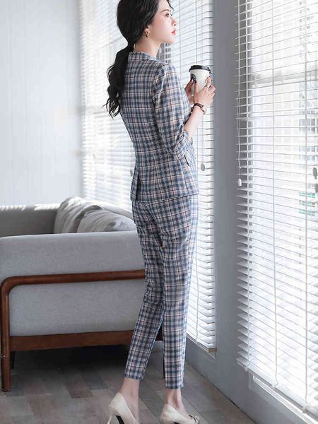 pant 2021 office double-breasted blazer jacket and blue workwear pants yellow plaid women's suits two pieces together, White
pant 2021 office double-breasted blazer jacket and blue workwear pants yellow plaid women's suits two pieces together, White