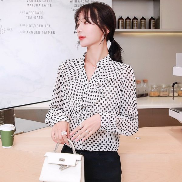 dress womens and blouses long sleeve v-neck polka dot chiffon shirt blusas mujer de moda 20211, White
dress womens and blouses long sleeve v-neck polka dot chiffon shirt blusas mujer de moda 20211, White