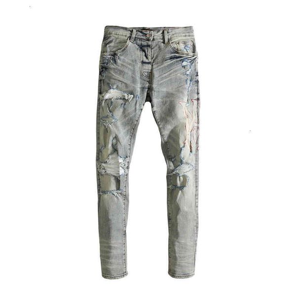 tide brand spring and am summer washing water used checkerboard destruction knife cutting slim fit jeans slp high street, Blue
tide brand spring and am summer washing water used checkerboard destruction knife cutting slim fit jeans slp high street, Blue