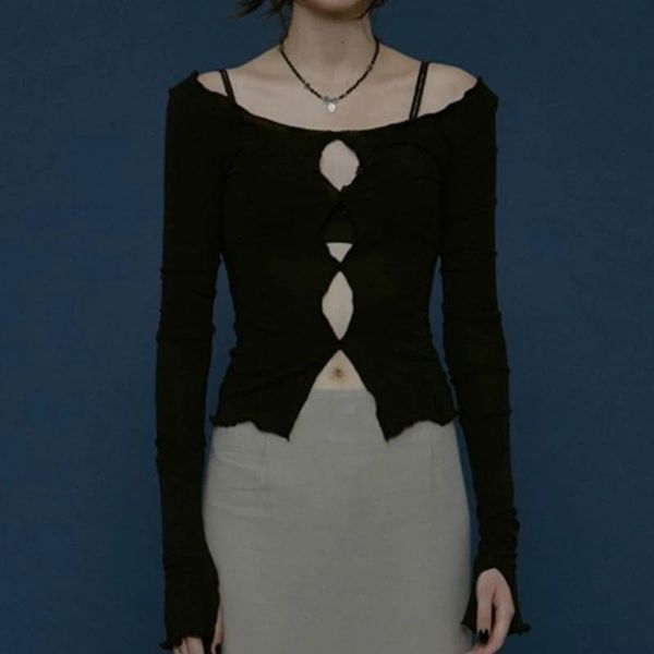 women's t-shirt 2021 fashion female t-shirts solid hollow out long sleeve o-neck woman casual autumn spring, White
women's t-shirt 2021 fashion female t-shirts solid hollow out long sleeve o-neck woman casual autumn spring, White