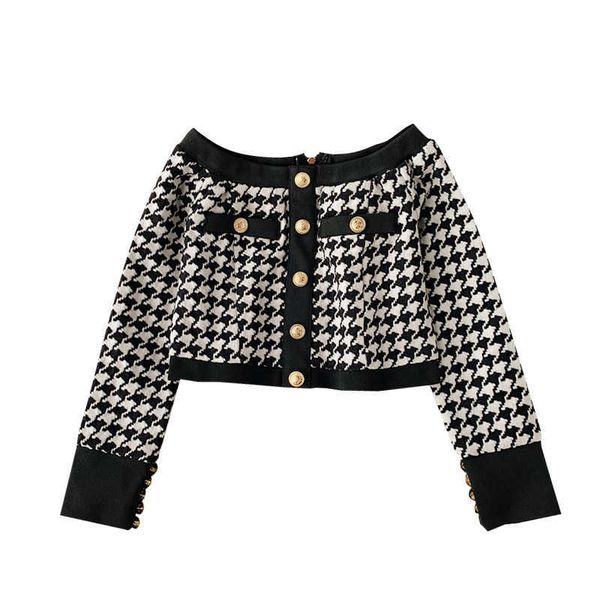 perhaps u women black white plaid houndtooth button cropped slash neck knitted long sleeve shorts two pieces set b0408 210529
perhaps u women black white plaid houndtooth button cropped slash neck knitted long sleeve shorts two pieces set b0408 210529
