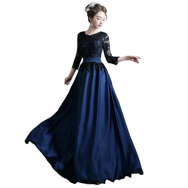party dresses fashion slim navy blue evening elegant o-neck long sleeve lace appliques satin prom gown women formal dress, White;black
party dresses fashion slim navy blue evening elegant o-neck long sleeve lace appliques satin prom gown women formal dress, White;black