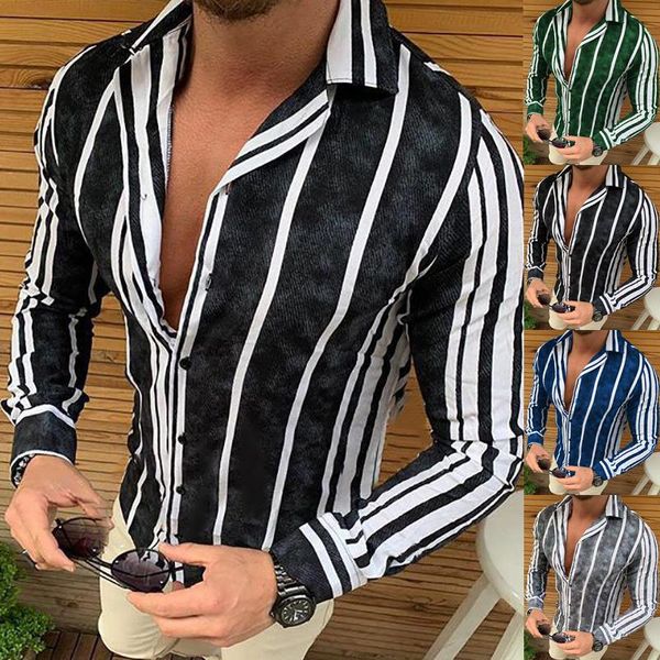 fashion trend for human models is men's long-sleeved shirts with graded stripes in print casual, White;black
fashion trend for human models is men's long-sleeved shirts with graded stripes in print casual, White;black