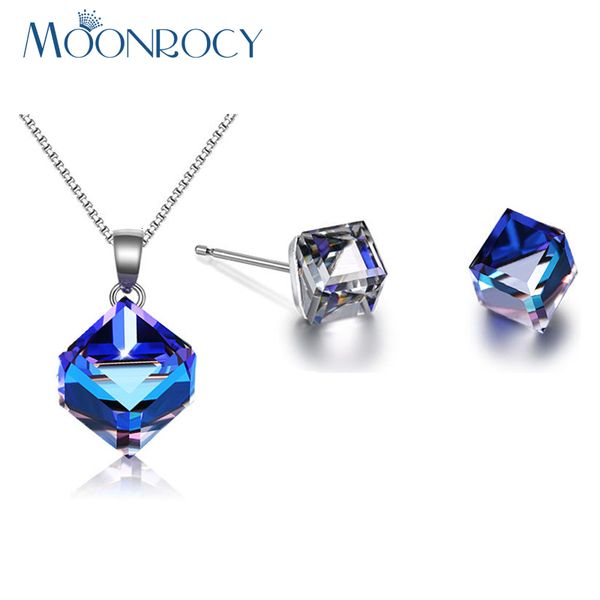 jewelry sets moonrocy fashion silver color be blue square crystal necklace and earrings set wholesale for women gift drop shipping, Black
jewelry sets moonrocy fashion silver color be blue square crystal necklace and earrings set wholesale for women gift drop shipping, Black