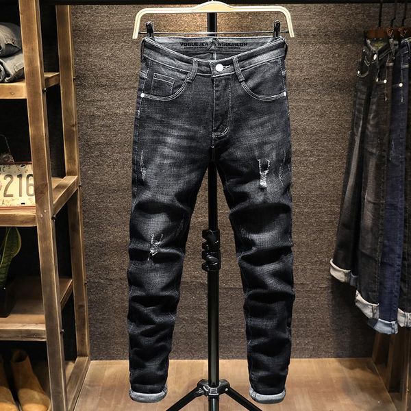 four seasons style men's casual slim fit trousers elastic men jeans fashion classic denim skinny 38, Blue
four seasons style men's casual slim fit trousers elastic men jeans fashion classic denim skinny 38, Blue