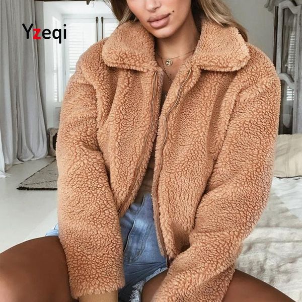 women's jackets yzeqi autumn winter faux fur short jacket women long sleeve bomber coat female fluffy shaggy zipper ladies casaco, Black;brown
women's jackets yzeqi autumn winter faux fur short jacket women long sleeve bomber coat female fluffy shaggy zipper ladies casaco, Black;brown