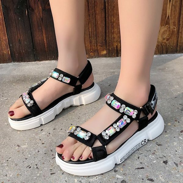 sandal muffin women's 2021 student strass sandals tide toe magic patch, Black
sandal muffin women's 2021 student strass sandals tide toe magic patch, Black