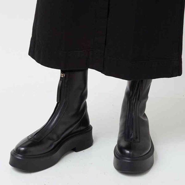 dress shoes brand ankle boots genuine leather thick sole motorcycle women front zip round toe winter platform woman short botas mh, Black
dress shoes brand ankle boots genuine leather thick sole motorcycle women front zip round toe winter platform woman short botas mh, Black