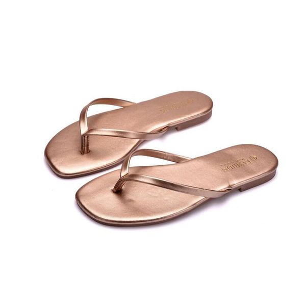 slippers summer ladies must-have flat soft pu upper golden beach flip flops women sandals 2021, Black