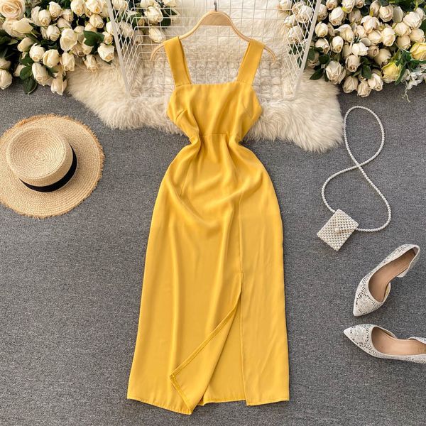 dresses elegant solid strap women korean square collar sleeveless slim es summer off shoulder split midi, Black;gray
dresses elegant solid strap women korean square collar sleeveless slim es summer off shoulder split midi, Black;gray