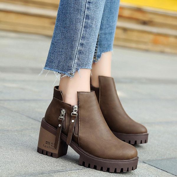 boots autumn winter short women single boot side zipper high heel shoes round head thick waterproof, Black
boots autumn winter short women single boot side zipper high heel shoes round head thick waterproof, Black