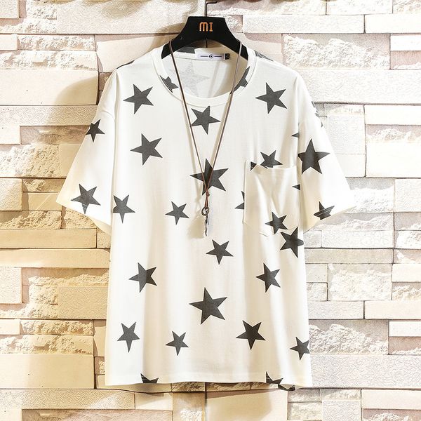 summer sleeve t shirt stars printed mens short tshirt tees fashion clothes plus size clothing, White;black
summer sleeve t shirt stars printed mens short tshirt tees fashion clothes plus size clothing, White;black