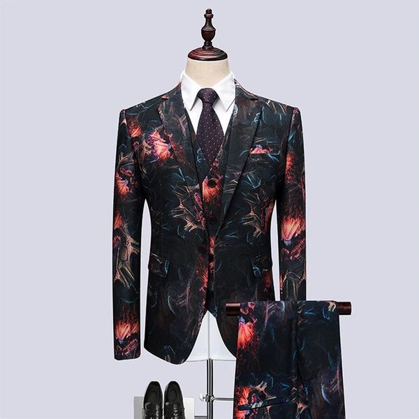 men's suits & blazers new nightclub korean version of the slim suit three sets tide male host performance floral personality dress, White;black
men's suits & blazers new nightclub korean version of the slim suit three sets tide male host performance floral personality dress, White;black