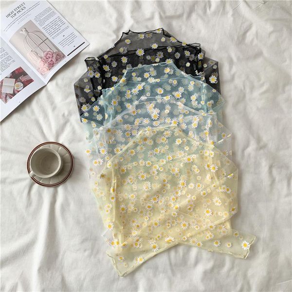 women's blouses & shirts summer autumn women casual mesh pattern daisy flower printed blouse girls see through shirt for female bke6, White
women's blouses & shirts summer autumn women casual mesh pattern daisy flower printed blouse girls see through shirt for female bke6, White