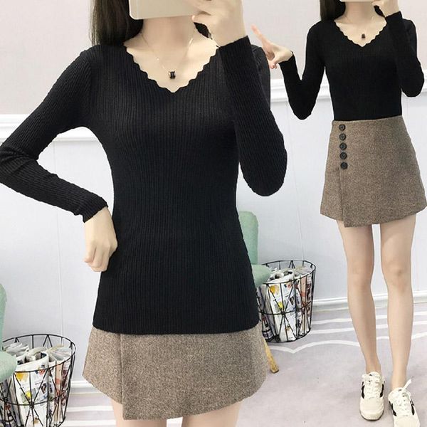 women's sweaters women v-neck winter knitted pullovers casual fashion long sleeve sweater nn, White;black
women's sweaters women v-neck winter knitted pullovers casual fashion long sleeve sweater nn, White;black