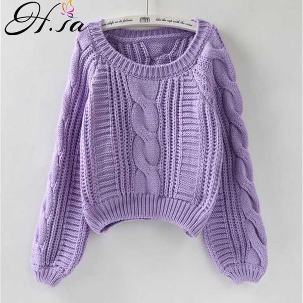 h.sa women winter sweaters korean style pink pull jumpers solid chic short sweater twisted pull femme kawaii pullover roupa 211214, White;black
h.sa women winter sweaters korean style pink pull jumpers solid chic short sweater twisted pull femme kawaii pullover roupa 211214, White;black