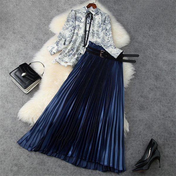 spring fashion runway two girls'vintage printing outfit loose shirt pleated blazer skirt and twinset party, Black
spring fashion runway two girls'vintage printing outfit loose shirt pleated blazer skirt and twinset party, Black