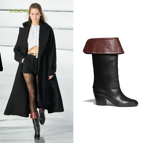 boots women catwalk knee high fashion turend-over edge square heel shoes round toe for 2021, Black
boots women catwalk knee high fashion turend-over edge square heel shoes round toe for 2021, Black