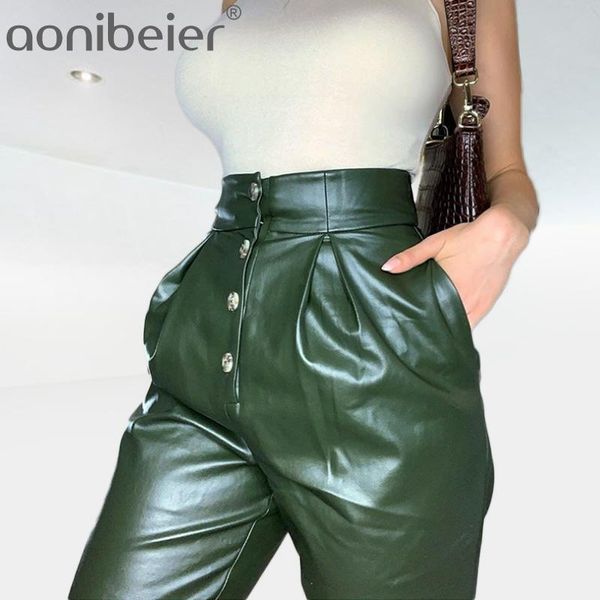 aonibeier women faux leather pant autumn pockets button loose straight casual elegant streetwear solid green black trousers women's pan, Black;white
aonibeier women faux leather pant autumn pockets button loose straight casual elegant streetwear solid green black trousers women's pan, Black;white