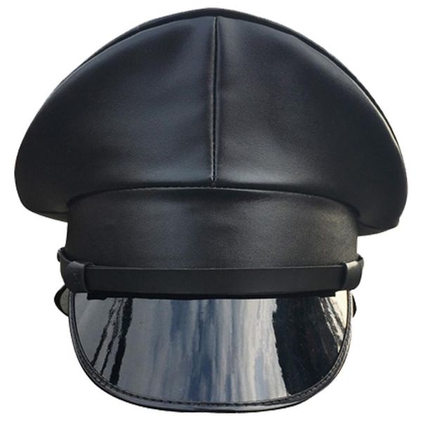 black pu leather hat thailand military cap performance stage show night bar for men wide brim hats, Blue;gray
black pu leather hat thailand military cap performance stage show night bar for men wide brim hats, Blue;gray