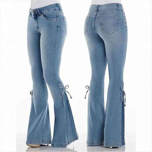 fashion mid waist denim flare women jeans pants lace up slim-fit stretch wide leg trousers lady casual bell-bottoms plus size, Blue
fashion mid waist denim flare women jeans pants lace up slim-fit stretch wide leg trousers lady casual bell-bottoms plus size, Blue