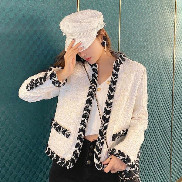 women's wool & blends ladies short coat autumn and winter 2021 all-match french tweed small fragrance, Black
women's wool & blends ladies short coat autumn and winter 2021 all-match french tweed small fragrance, Black