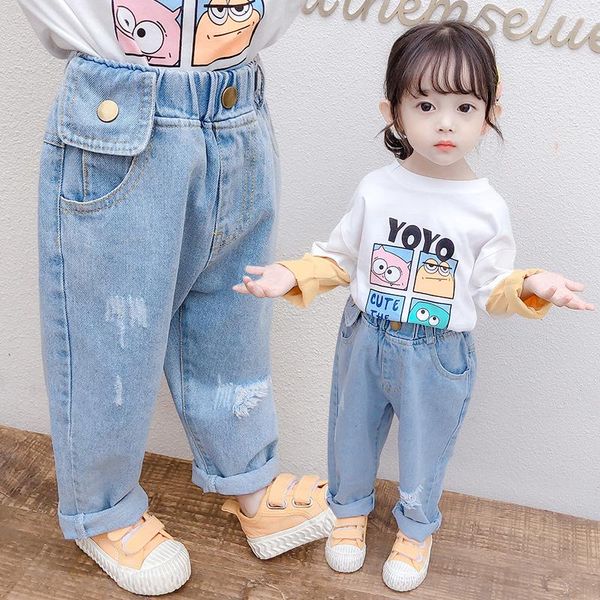 2-8year children girls autumn kids stretch jeans cotton pants spring casual trousers haren pan broken hole foreign style, Blue
2-8year children girls autumn kids stretch jeans cotton pants spring casual trousers haren pan broken hole foreign style, Blue
