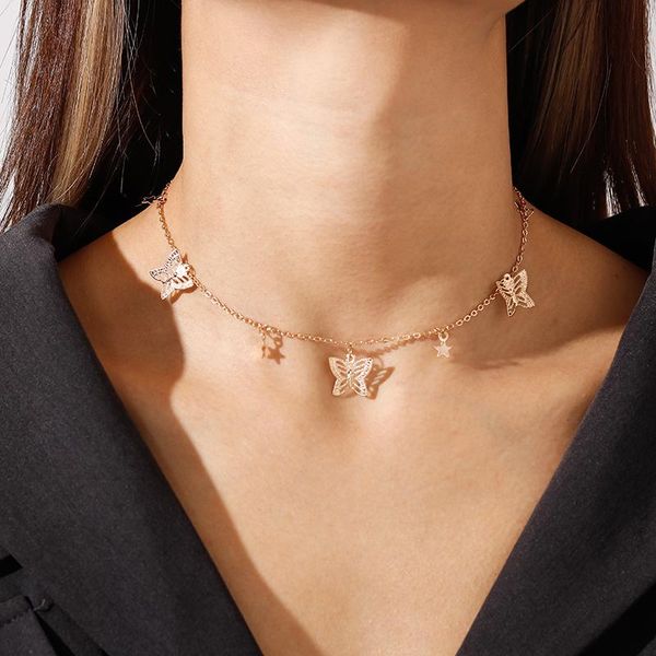chokers fashion hollow butterfly pendants necklaces for women gold silver color star chain choker necklace femme brincos jewelry gifts, Golden;silver
chokers fashion hollow butterfly pendants necklaces for women gold silver color star chain choker necklace femme brincos jewelry gifts, Golden;silver