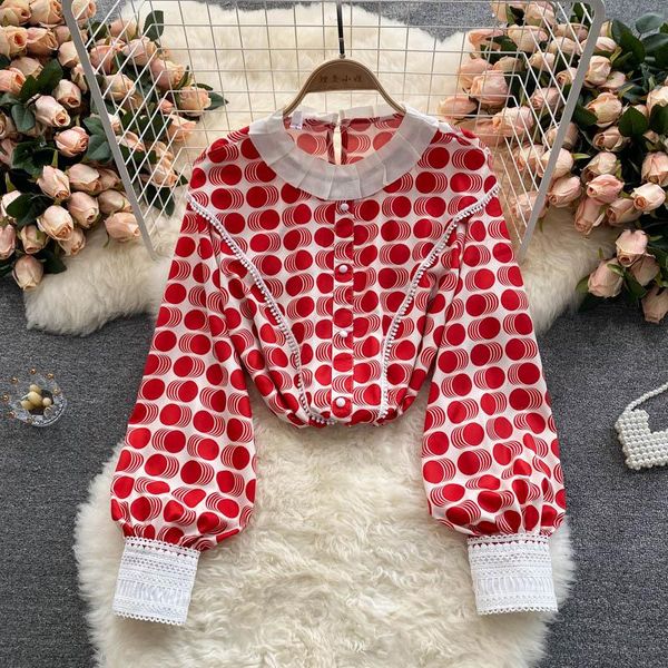 women's blouses & shirts elegant blouse white o neck full lantern sleeve red wave point print fall mujer buttons basic shirt women dro
women's blouses & shirts elegant blouse white o neck full lantern sleeve red wave point print fall mujer buttons basic shirt women dro
