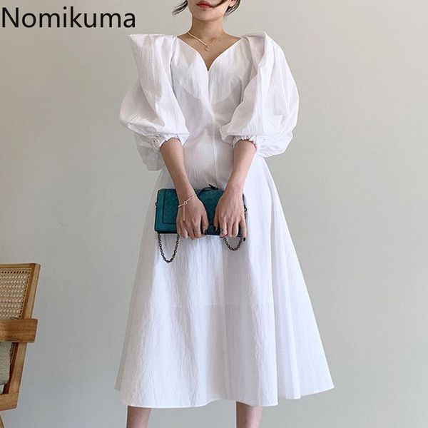 nomikuma woman dress korean puff sleeve v-neck dresses sprign summer elegant high waist a-line vestidos de mujer 6g046 210427, Black;gray
nomikuma woman dress korean puff sleeve v-neck dresses sprign summer elegant high waist a-line vestidos de mujer 6g046 210427, Black;gray